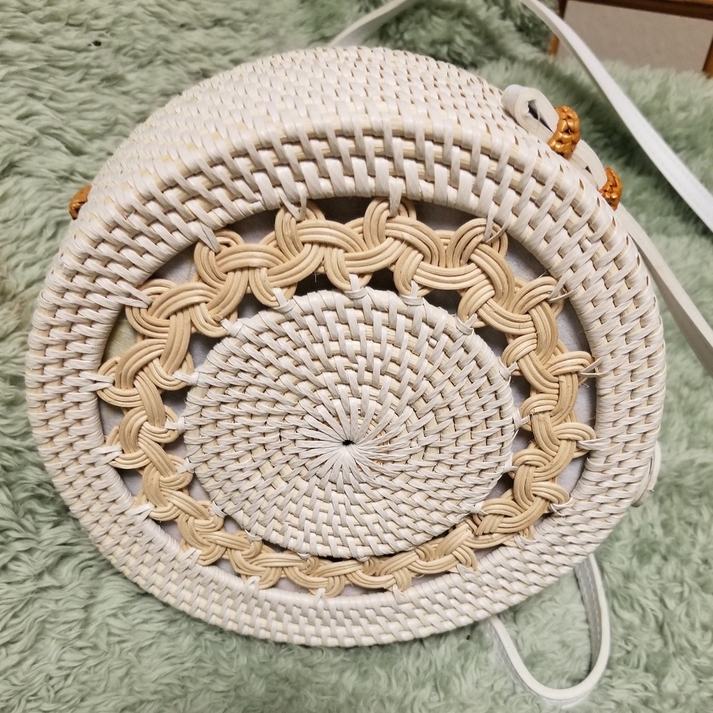 White Rattan Bali Bag